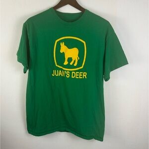 Juan Deer Spoof Donkey Farm Funny Gift T Shirt Size XL green